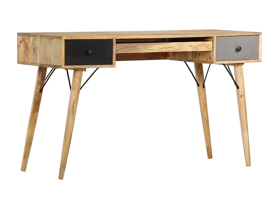 Schreibtisch mit Schubladen 130 x 50 x 80 cm Massivholz Mango