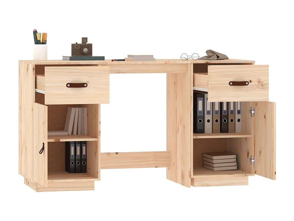 Secretária com armários 135x50x75 cm pinho maciço