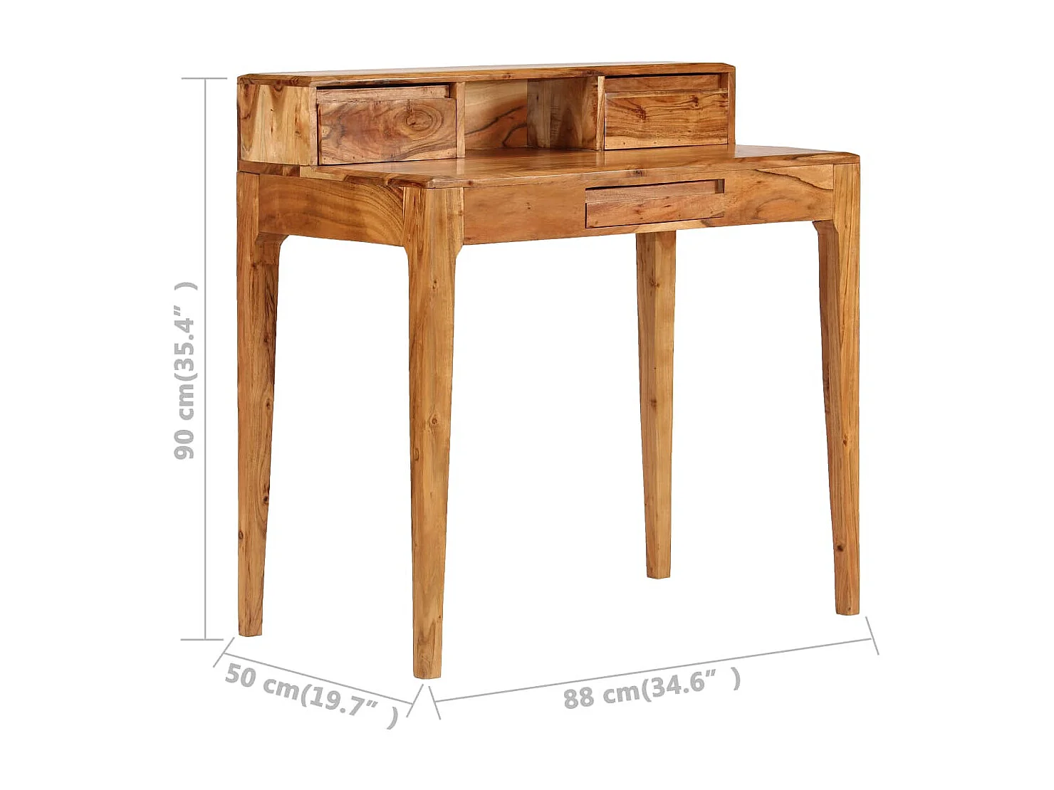 Schrijftafel met lades 88x50x90 cm massief hout