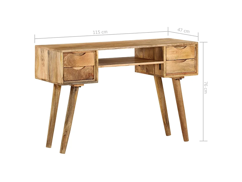 Escritorio de madera maciza de mango 115x47x76 cm