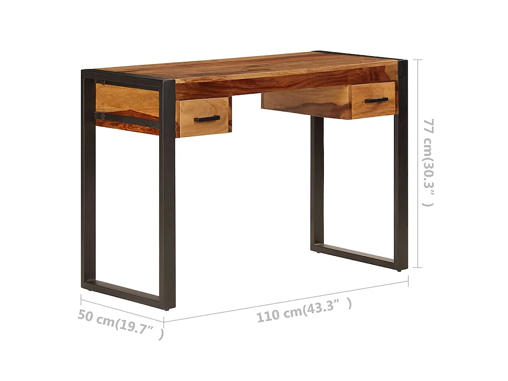 Bureau avec 2 tiroirs 110x50x77 cm Bois solide de Sesham