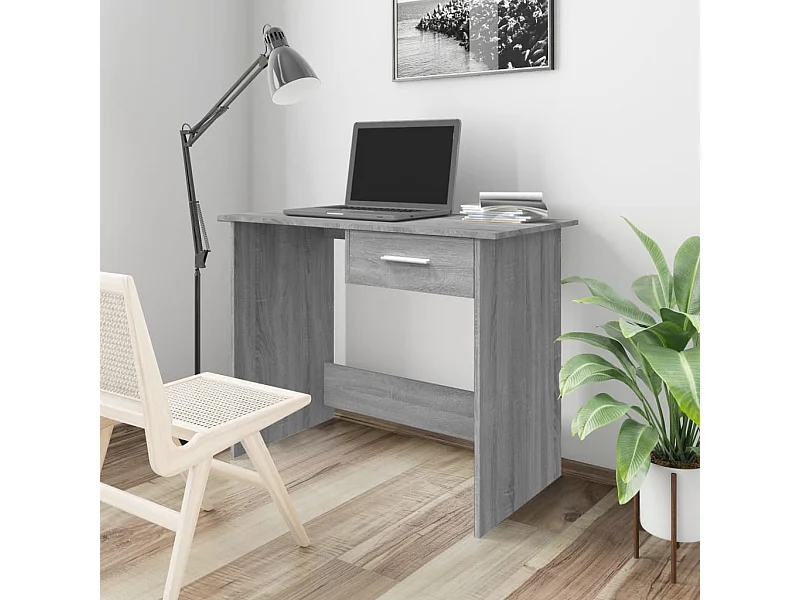 Bureau 100x50x76 cm bewerkt hout grijs sonoma eikenkleurig