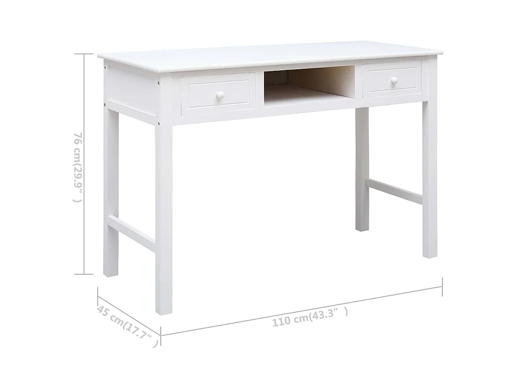 Escritorio de madera blanco 110x45x76 cm