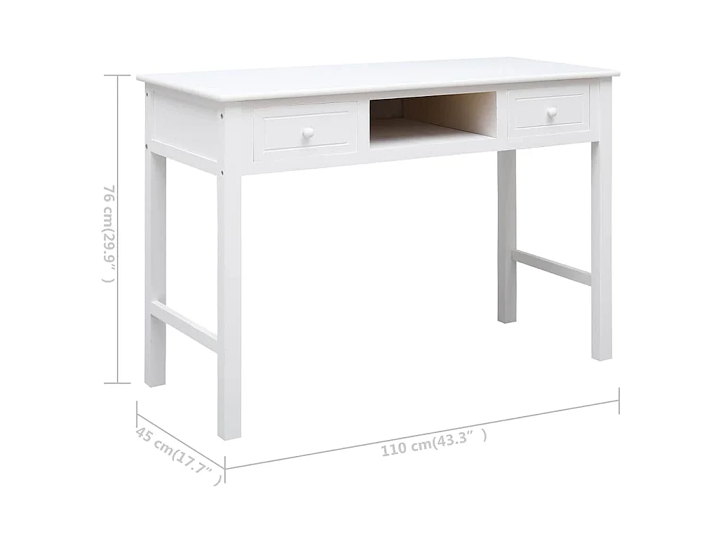 Schrijftafel 110x45x76 cm hout wit