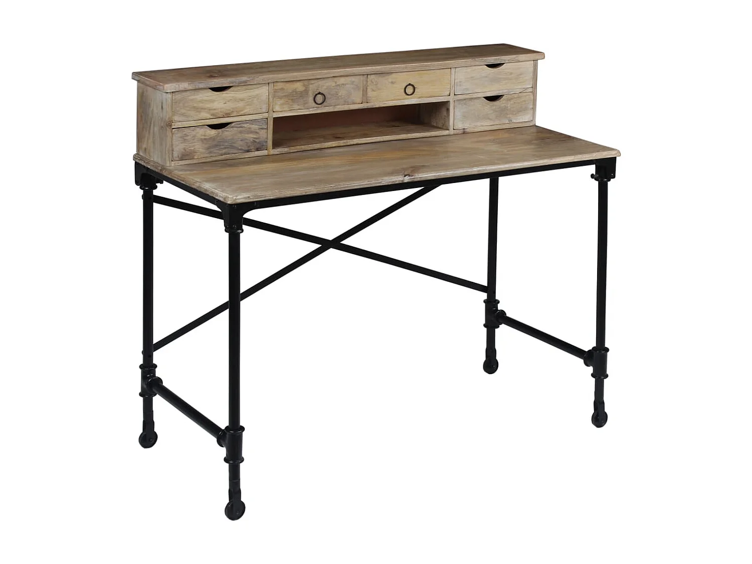 Schreibtisch Mangoholz Massiv und Stahl 110 x 50 x 96 cm