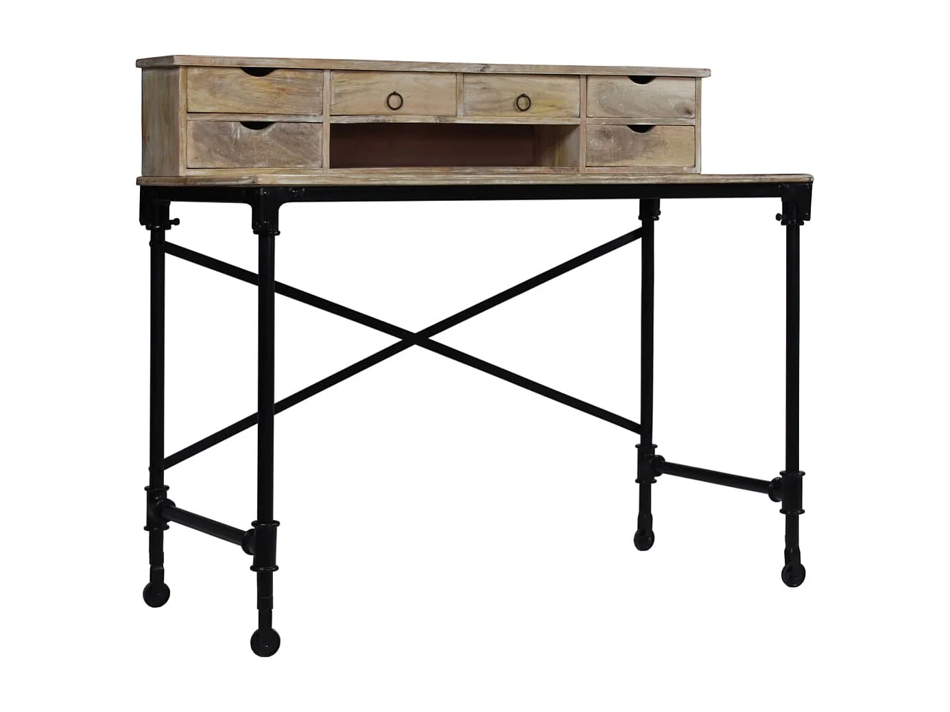 Schreibtisch Mangoholz Massiv und Stahl 110 x 50 x 96 cm
