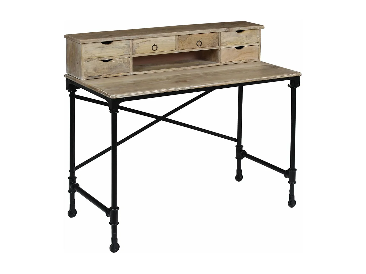 Schreibtisch Mangoholz Massiv und Stahl 110 x 50 x 96 cm