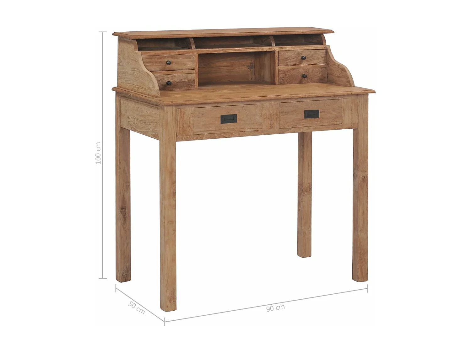 Bureau 90x50x100 cm bois de teck solide