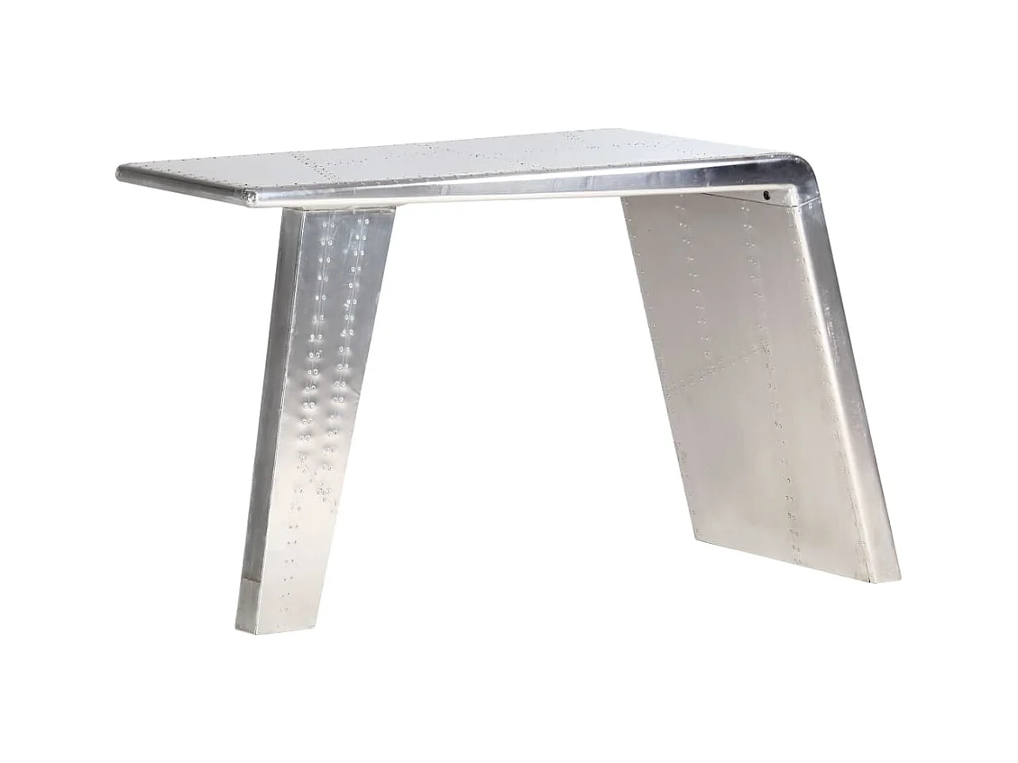 Schreibtisch Flugzeugflügel-Optik Silbern 112x50x76 cm Metall