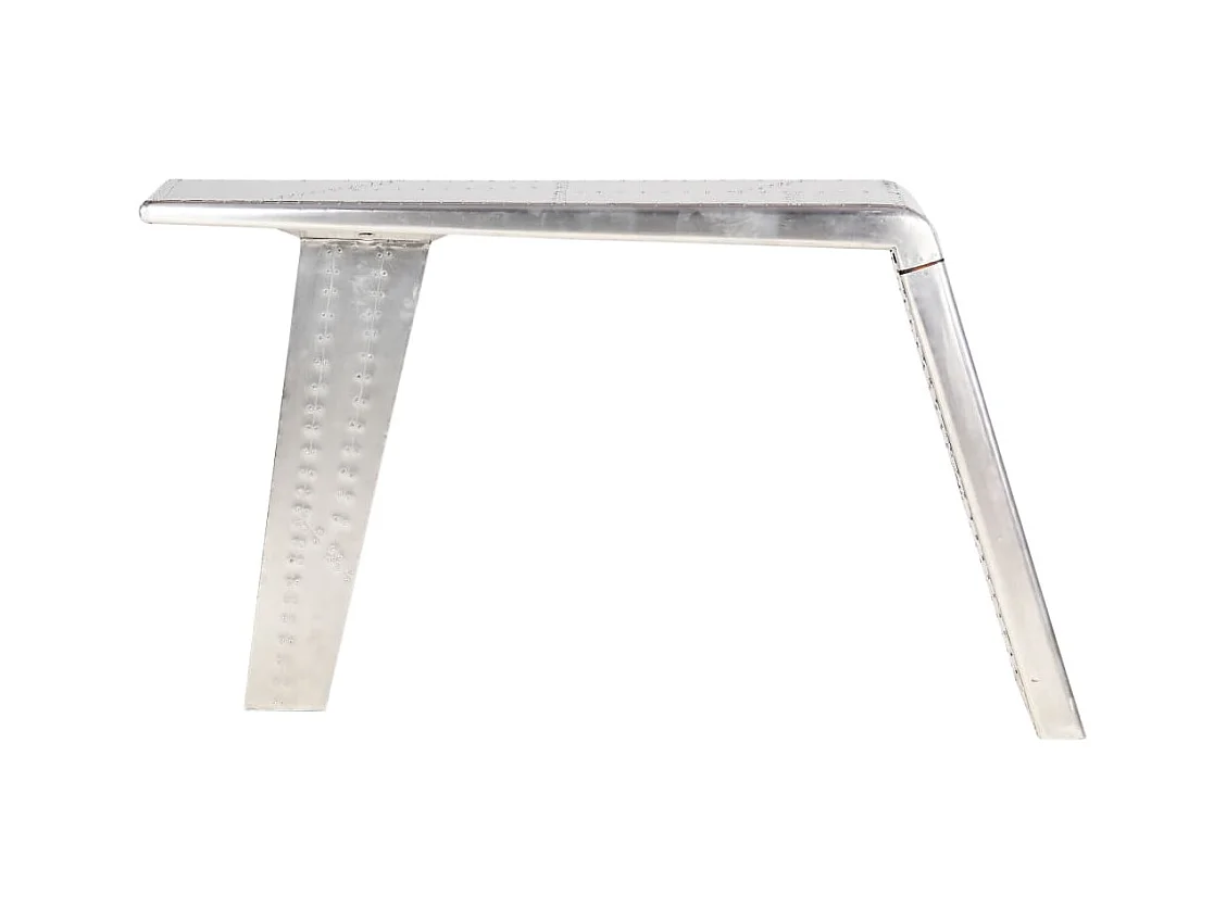 Schreibtisch Flugzeugflügel-Optik Silbern 112x50x76 cm Metall
