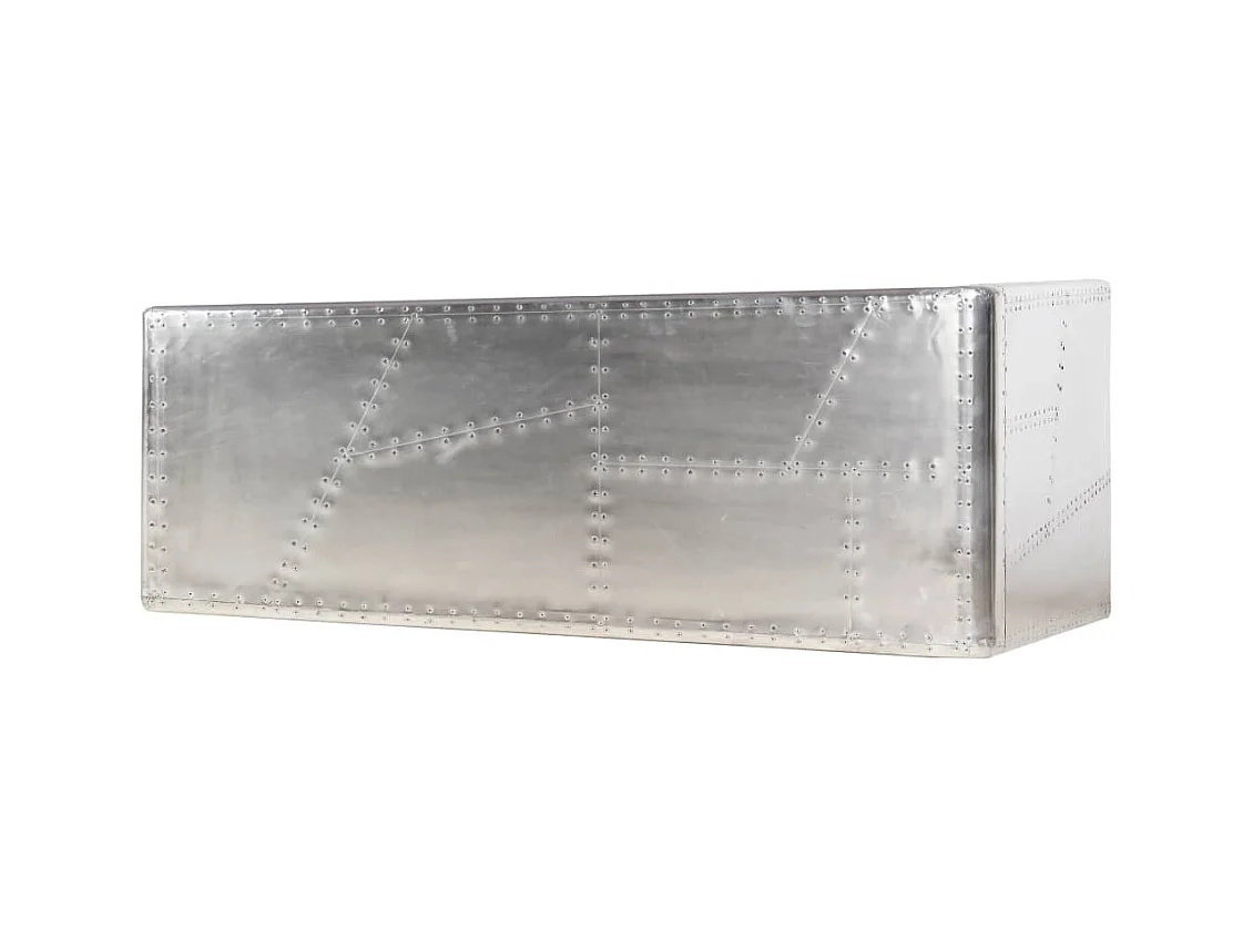 Schreibtisch Flugzeugflügel-Optik Silbern 112x50x76 cm Metall