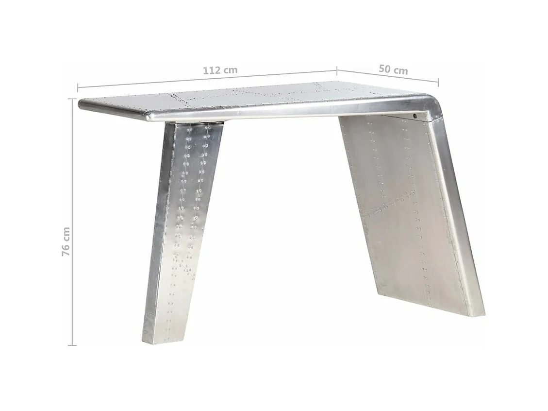 Schreibtisch Flugzeugflügel-Optik Silbern 112x50x76 cm Metall
