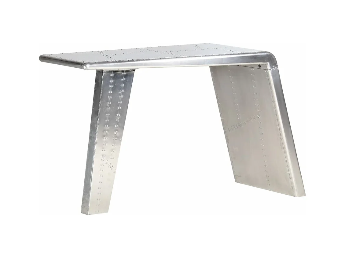 Schreibtisch Flugzeugflügel-Optik Silbern 112x50x76 cm Metall