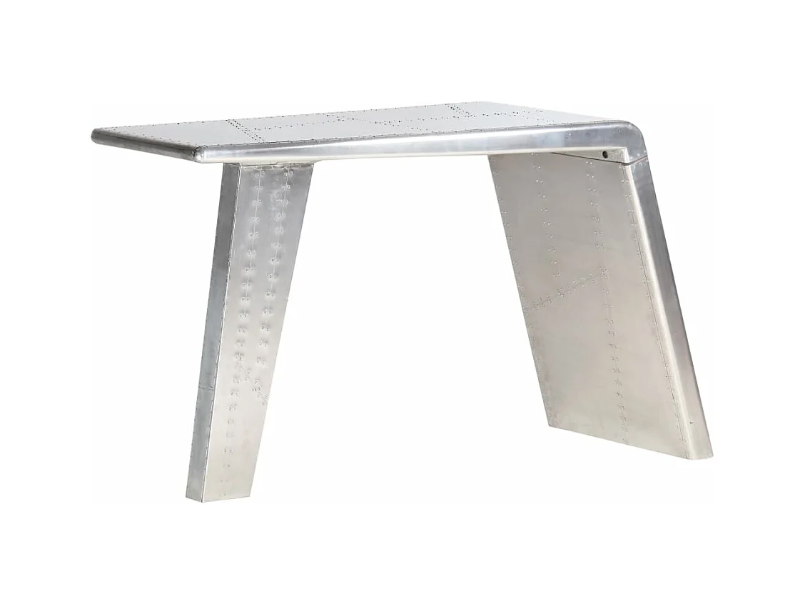 Schreibtisch Flugzeugflügel-Optik Silbern 112x50x76 cm Metall