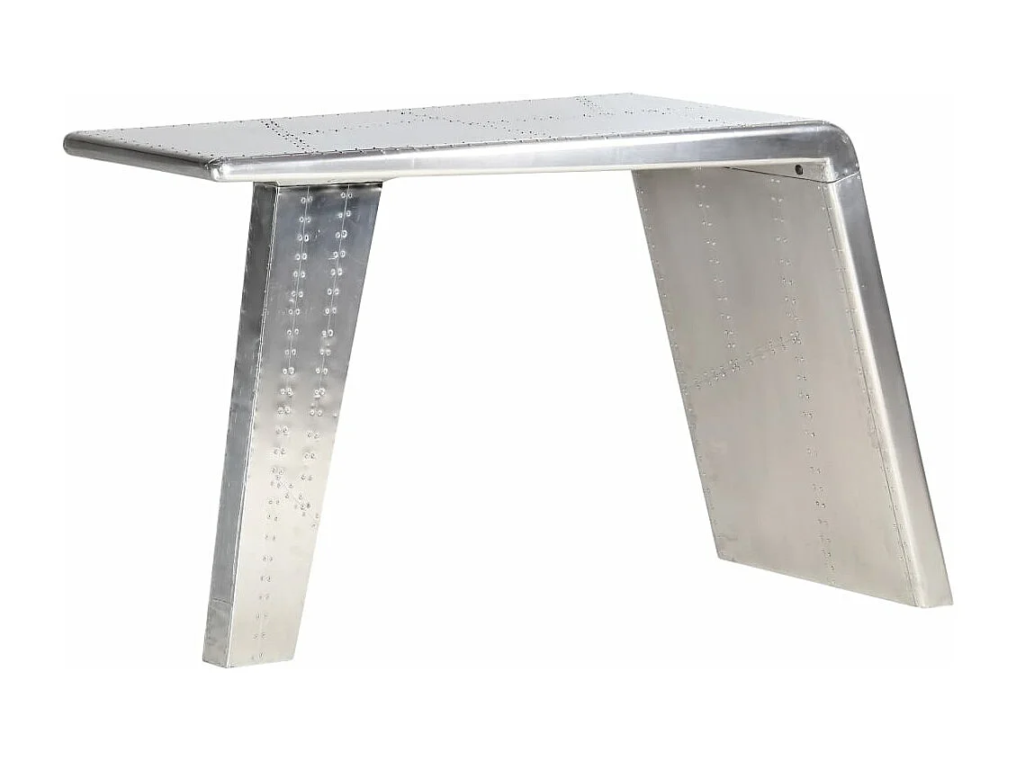 Bureau style avion Argenté 112x50x76 cm Métal