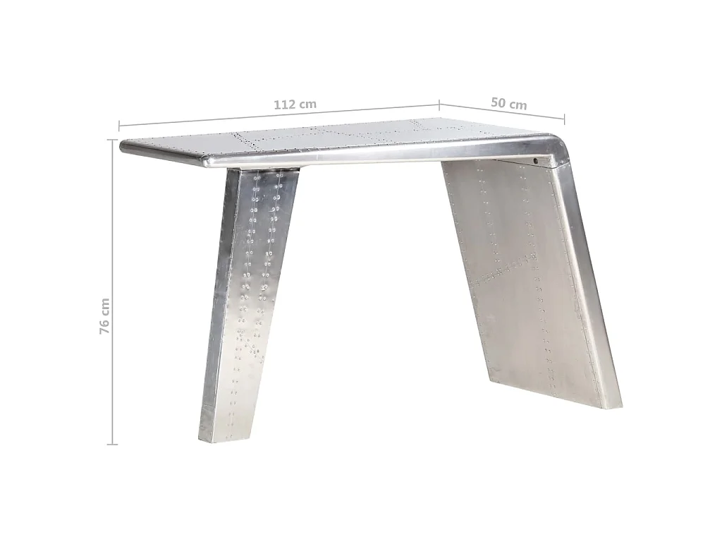 Bureau style avion Argenté 112x50x76 cm Métal