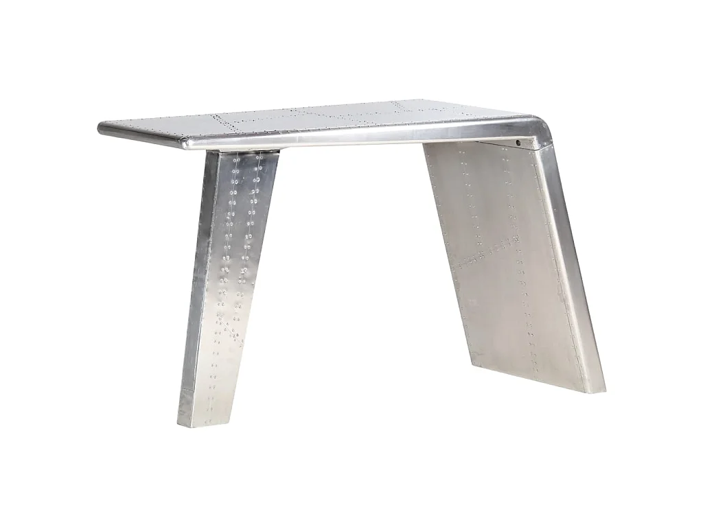 Bureau style avion Argenté 112x50x76 cm Métal