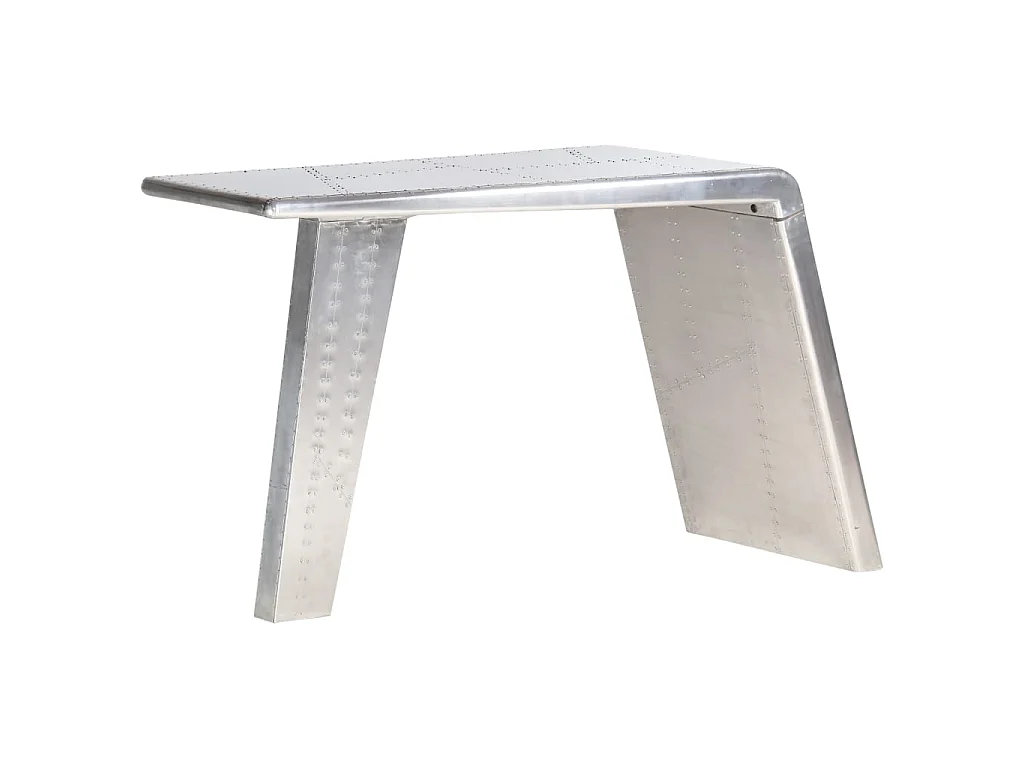Bureau style avion Argenté 112x50x76 cm Métal