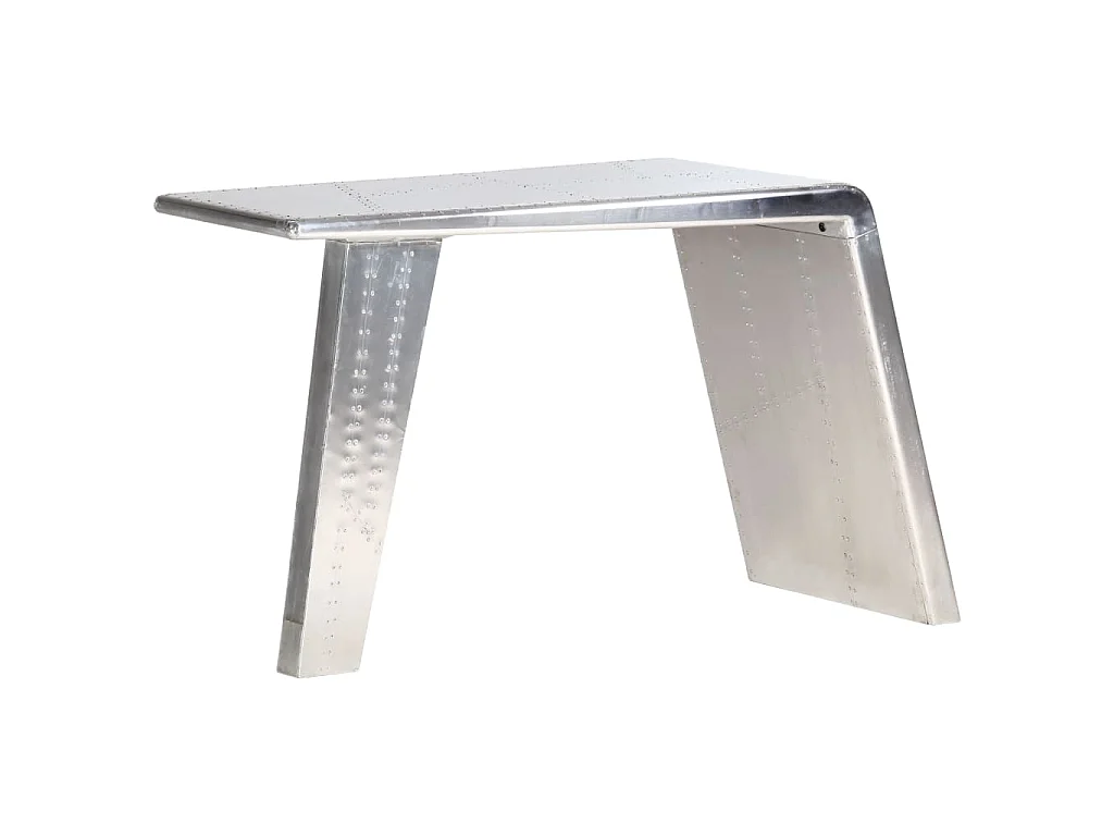 Bureau style avion Argenté 112x50x76 cm Métal