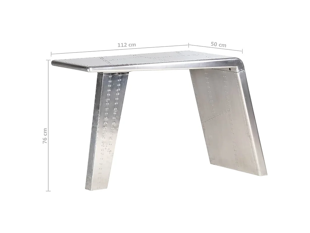 Bureau style avion Argenté 112x50x76 cm Métal