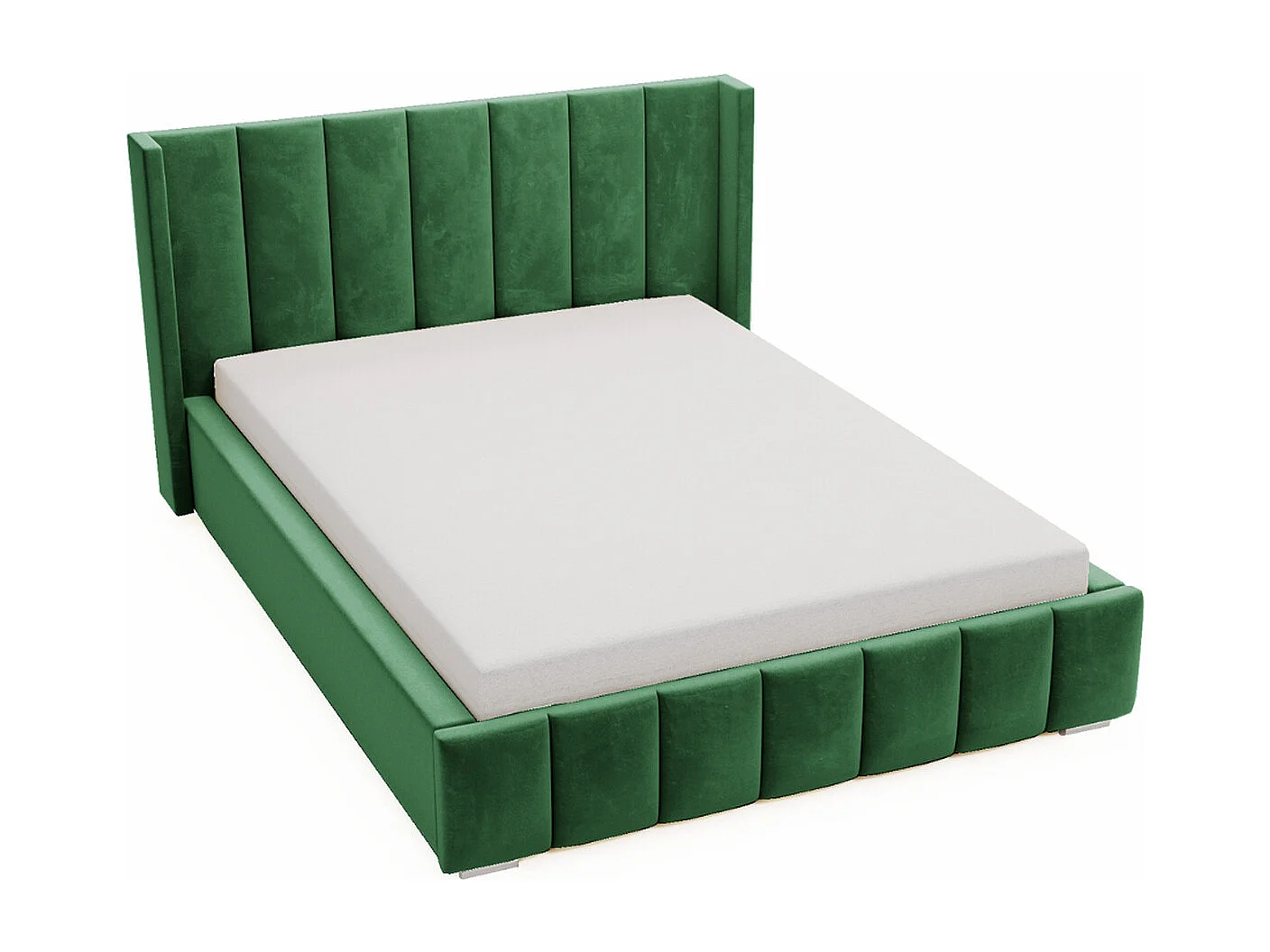 Lit rembourré avec rangement - 200 x 200 - lit double - velours - vert - Marano