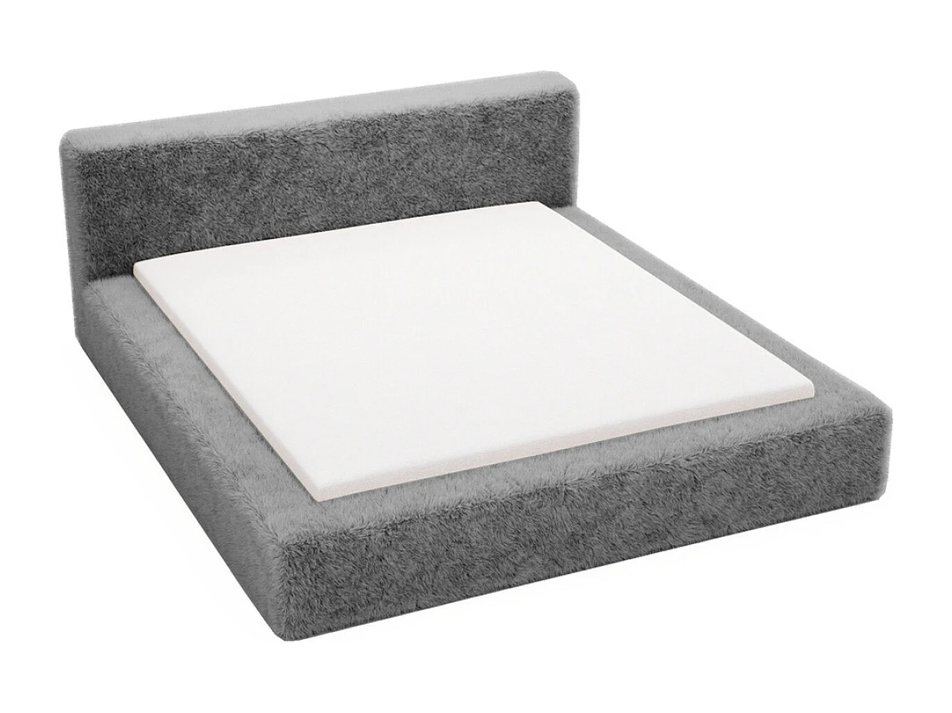 Lit rembourré avec rangement - 120 x 200 - lit double - peluche - gris - Enjoy