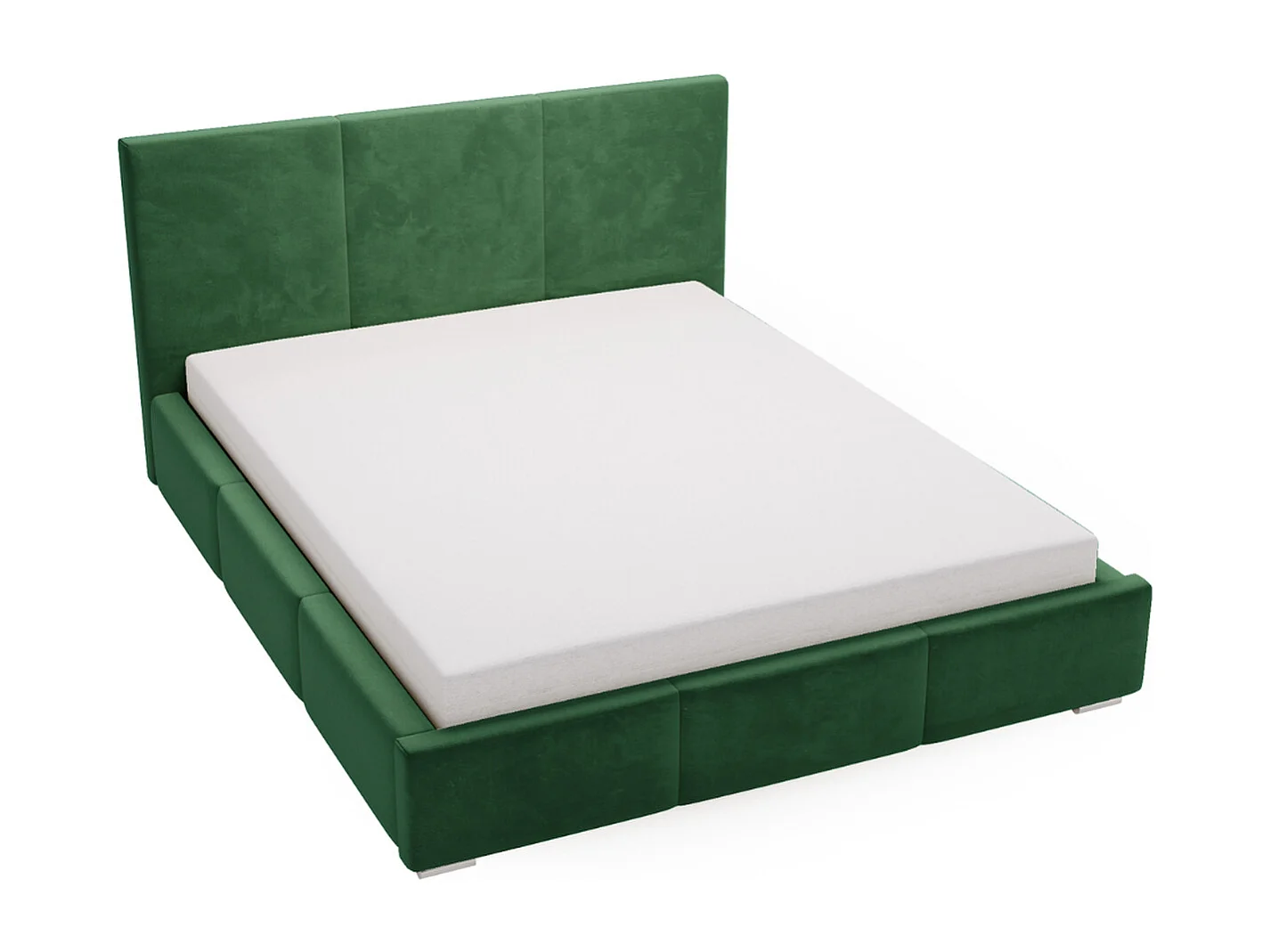 Lit rembourré avec rangement - 120 x 200 - lit double - velours - vert - Lincoln