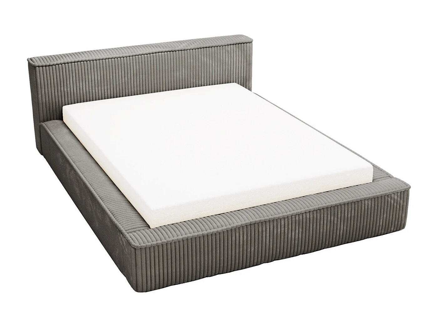 Gestoffeerd bed Lago 120x200 grijs - opbergruimte voor beddengoed, houten lattenbodem, hoofdbord en bedframe