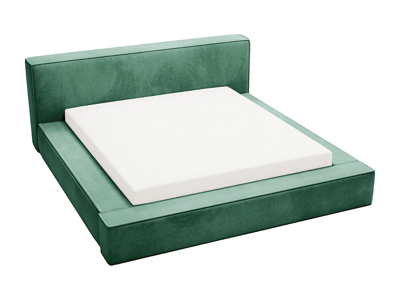 Lit rembourré avec rangement - 140 x 200 - lit double - velours - vert - Mali