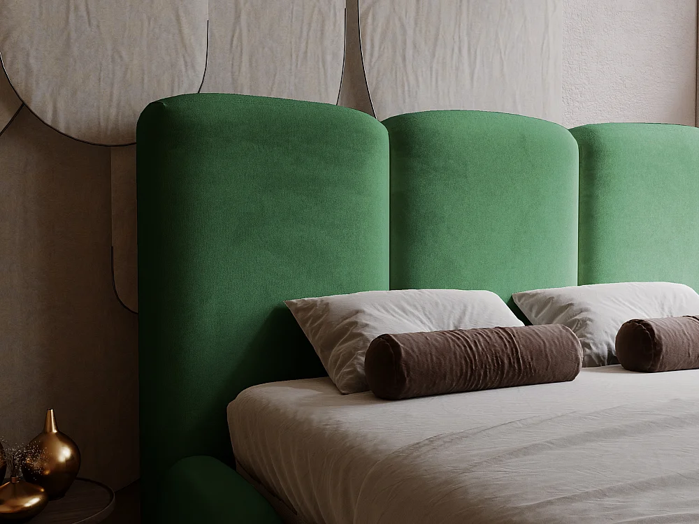 Lit rembourré avec rangement - 160 x 200 - lit double - velours - vert - Bubble