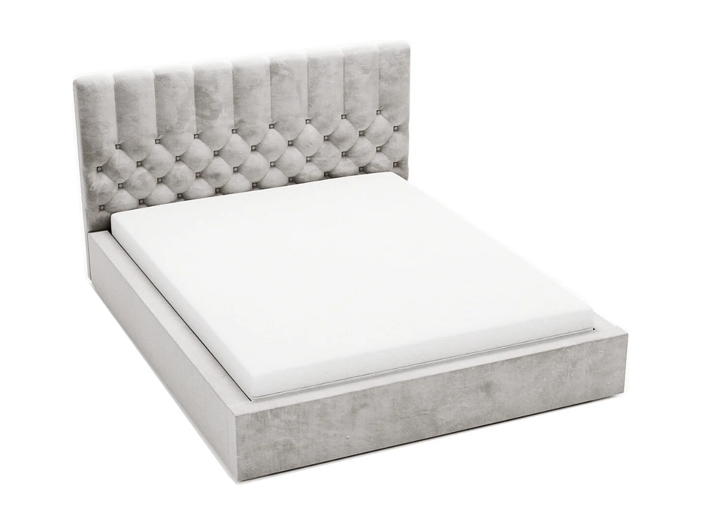 Lit rembourré avec rangement - 140 x 200 - lit double - velours - gris clair - Roma