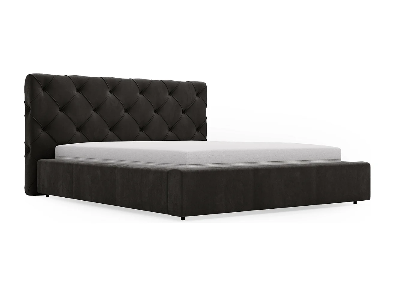 Lit rembourré avec rangement - 120 x 200 - lit double - velours - anthracite - Milano