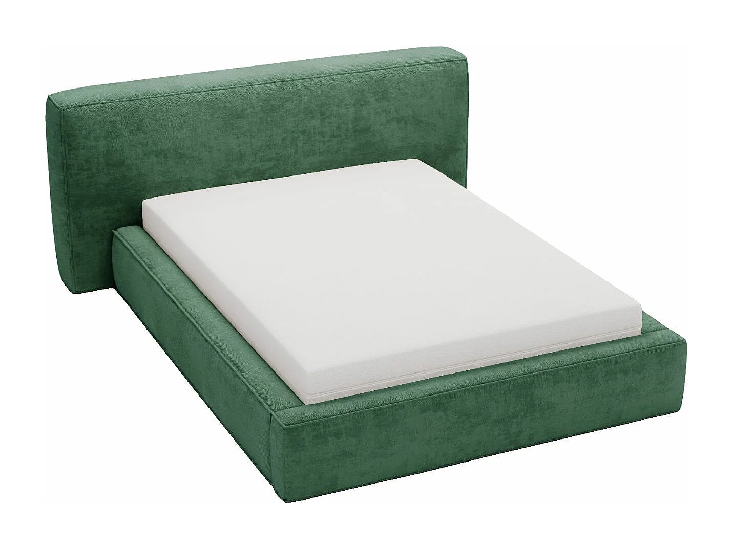 Lit rembourré avec rangement - 160 x 200 - lit double - chenille - vert - Monza