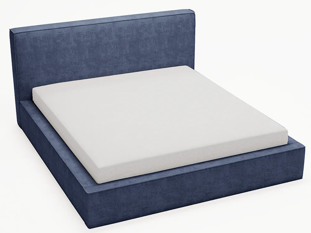Gestoffeerd bed Monaco 180x200 blauw - opbergruimte voor beddengoed, houten lattenbodem, doorgestikt hoofdbord en bedframe