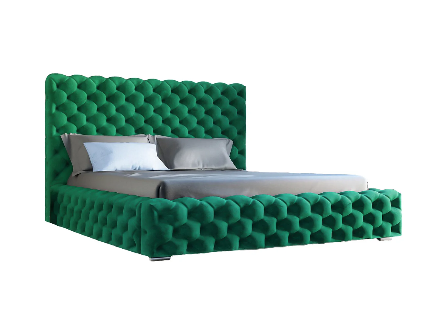 Lit rembourré avec rangement - 160 x 200  - lit double - velours - vert - Heaven