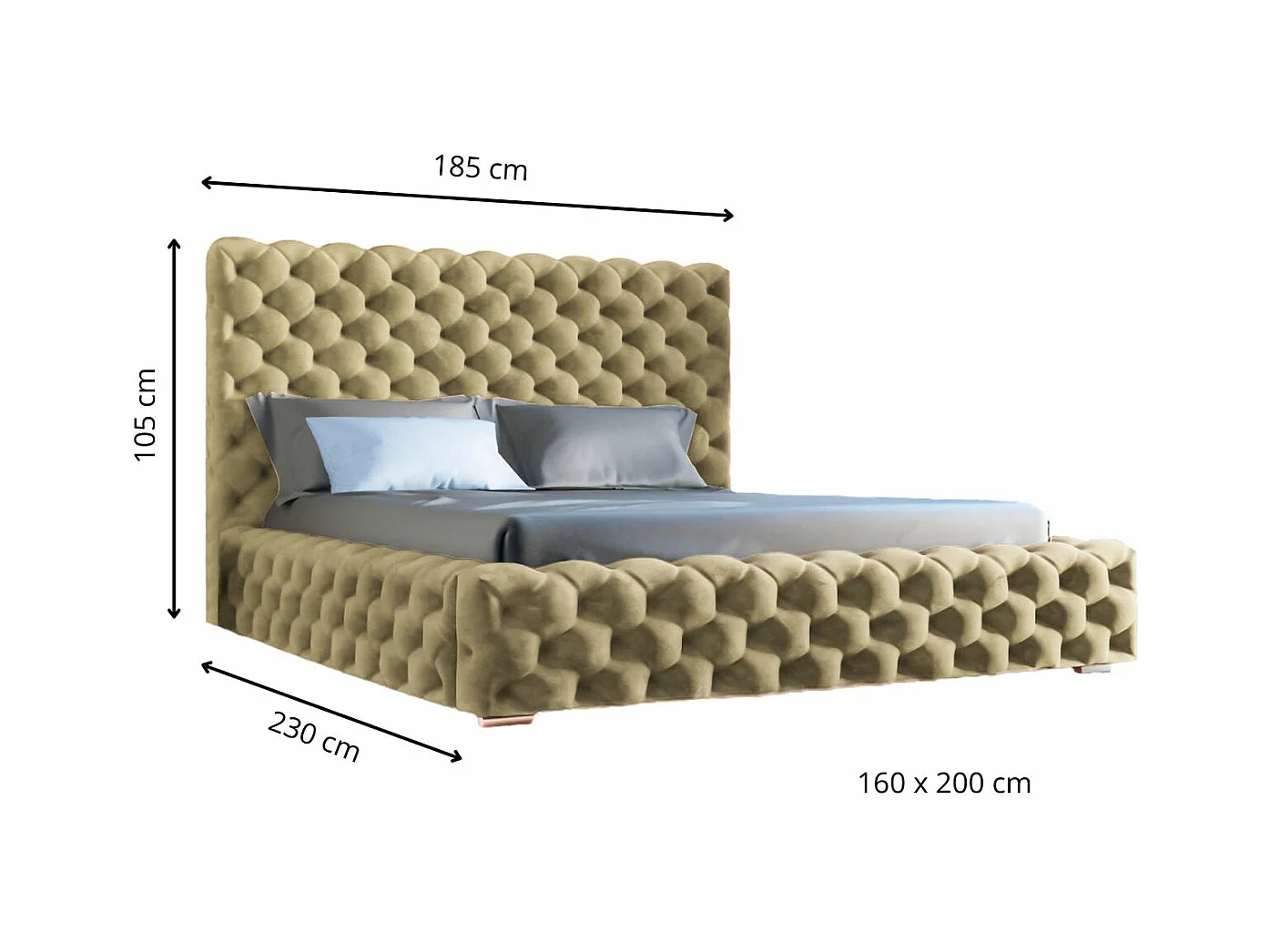 Lit rembourré avec rangement - 160 x 200  - lit double - velours - vert - Heaven
