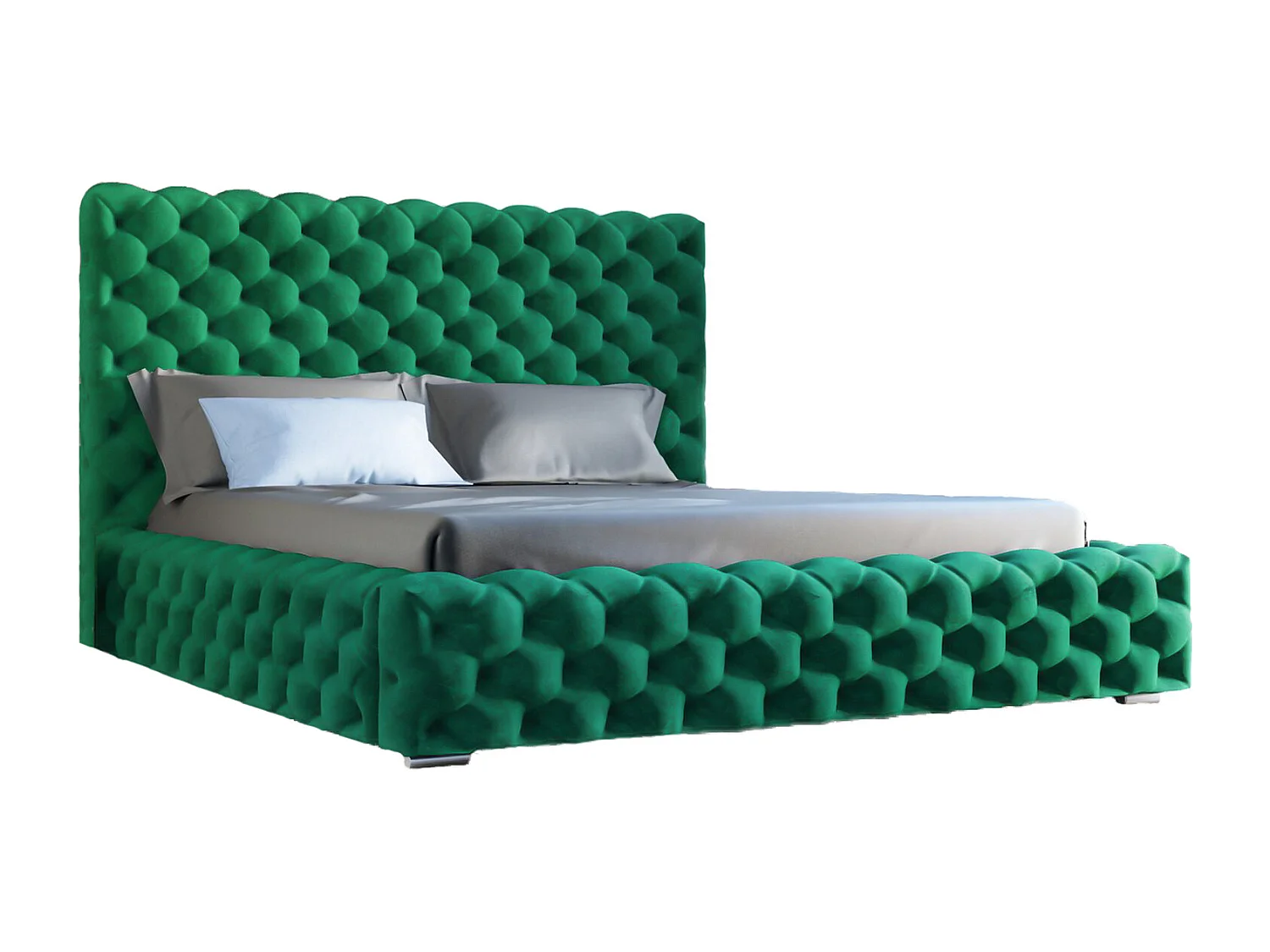Lit rembourré avec rangement - 160 x 200  - lit double - velours - vert - Heaven