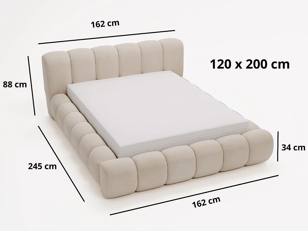 Polsterbett mit Bettkasten - 120 x 200 - Samtstoff - Braun - Bett mit Lattenrost - DORIA