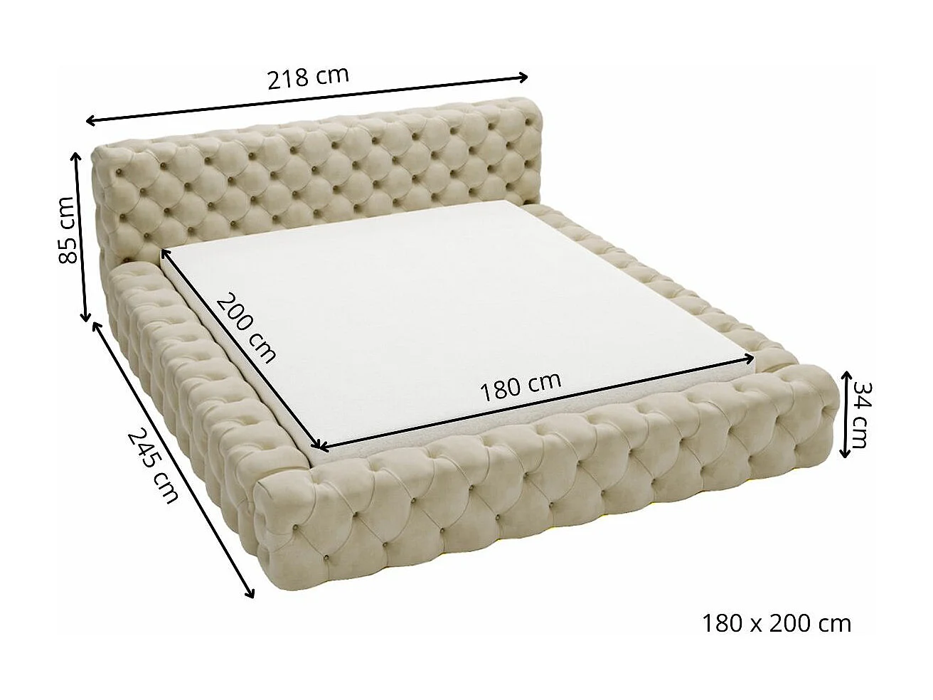 Gestoffeerd bed Palini 180x200 groen - opbergruimte voor beddengoed, houten lattenbodem, doorgestikt hoofdbord en bedframe