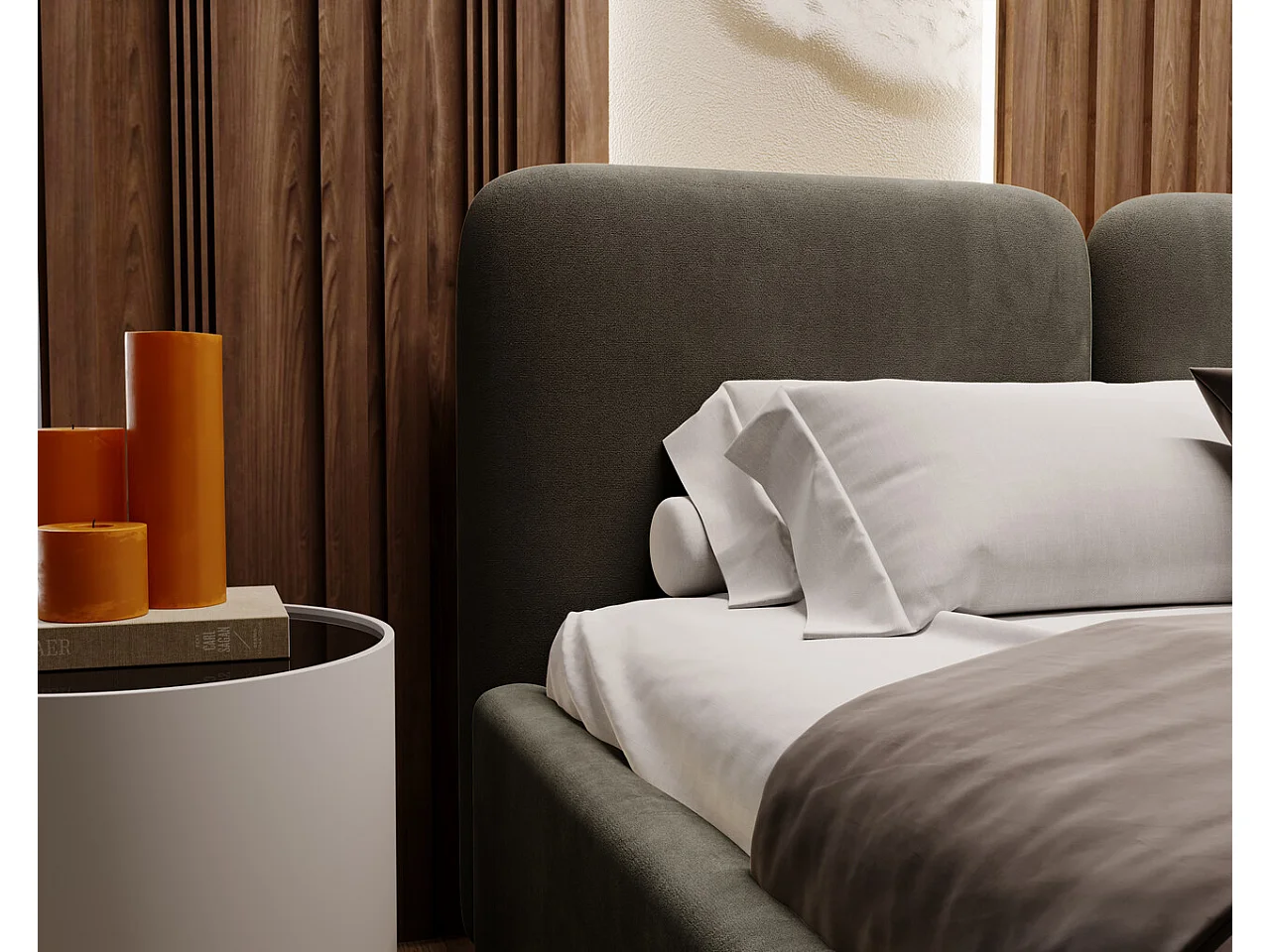 Lit rembourré avec rangement - 180 x 200 - lit double - velours - gris foncé - Palermo