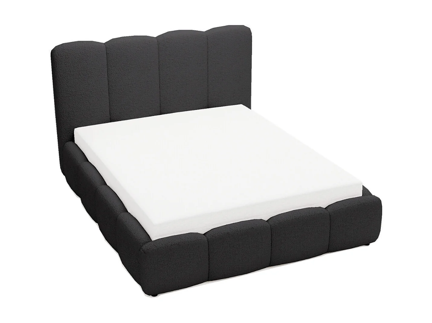 Gestoffeerd bed Galli 160x200 zwart - opbergruimte voor beddengoed, houten lattenbodem, doorgestikt hoofdbord en bedframe