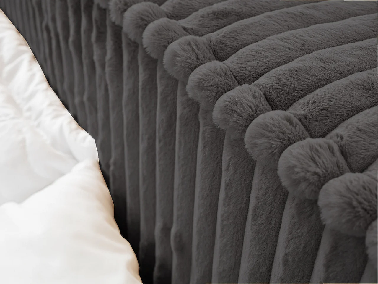 Lit rembourré avec rangement - 180 x 200 - lit double - fourrure - gris - Lago