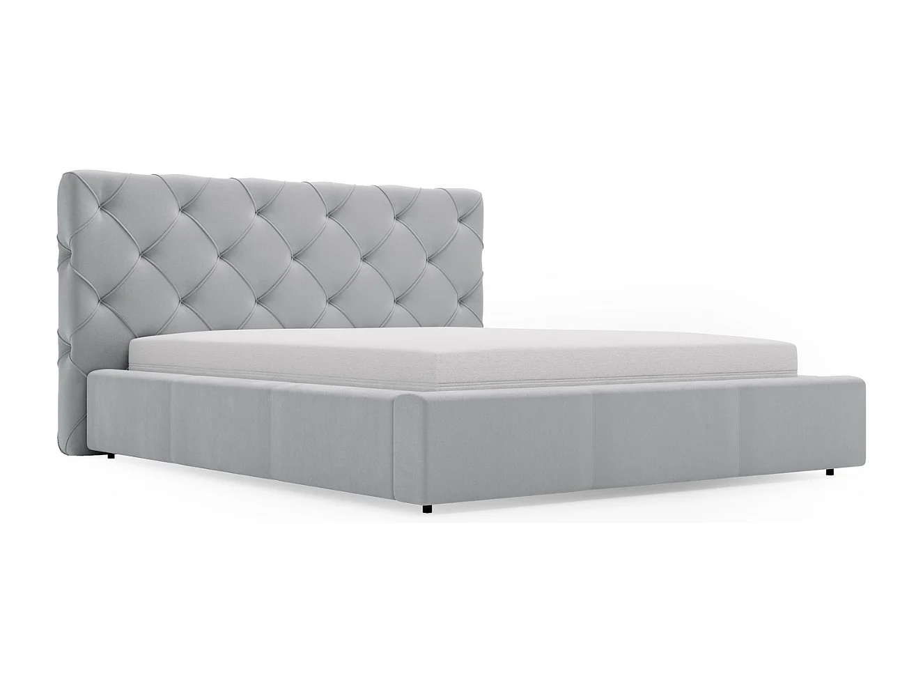 Lit rembourré avec rangement - 200 x 200 - lit double - velours - gris clair - Milano