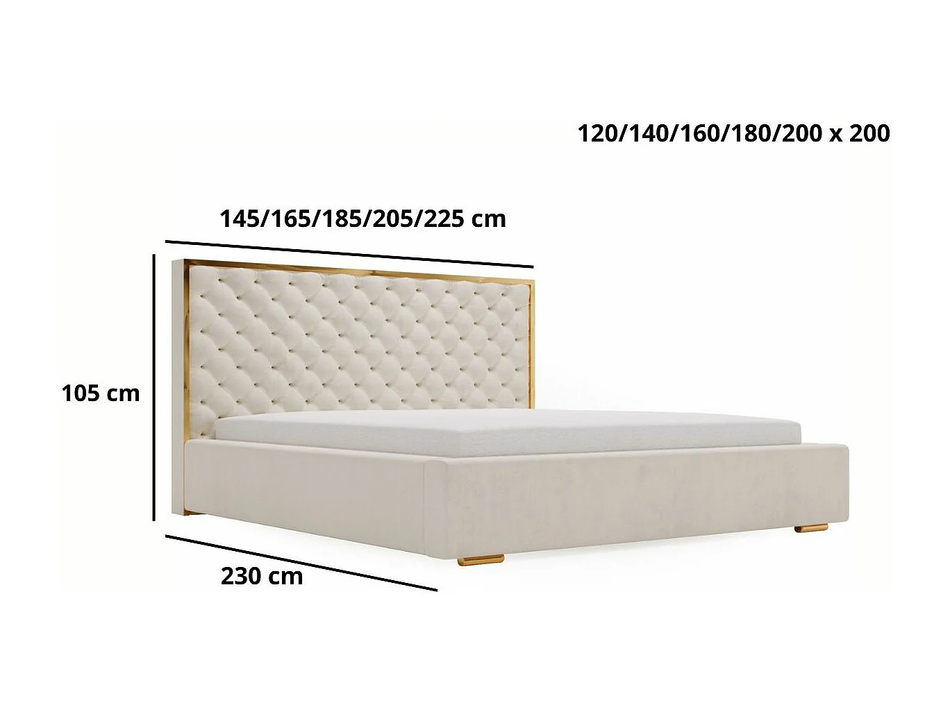 Lit rembourré avec rangement - 140 x 200 - lit double - velours - marron - Bonito