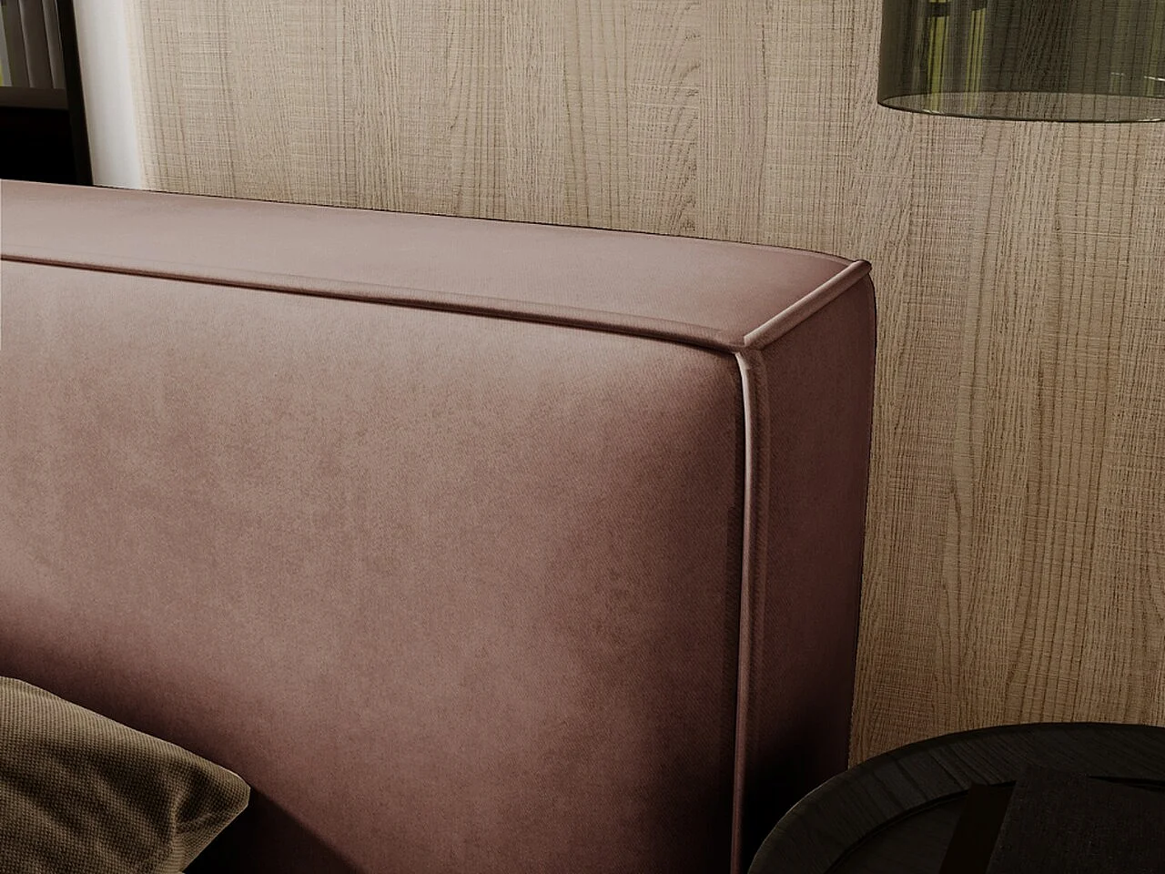 Lit rembourré avec rangement - 120 x 200 - lit double - velours - marron - Mali