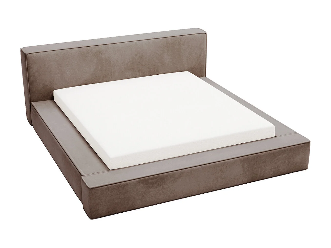 Lit rembourré avec rangement - 120 x 200 - lit double - velours - marron - Mali