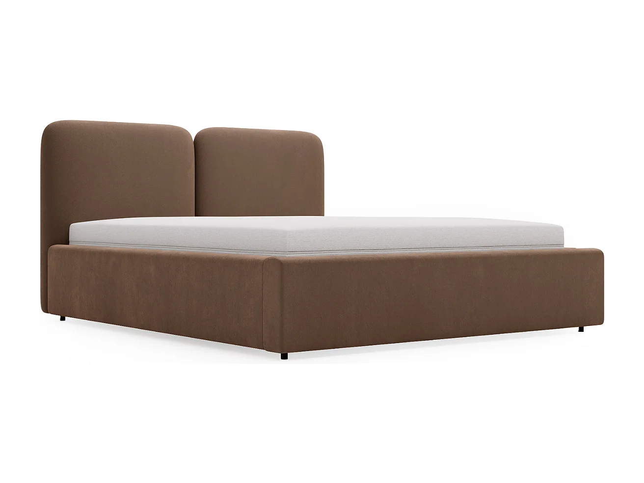 Lit rembourré avec rangement - 180 x 200 - lit double - velours - marron - Palermo