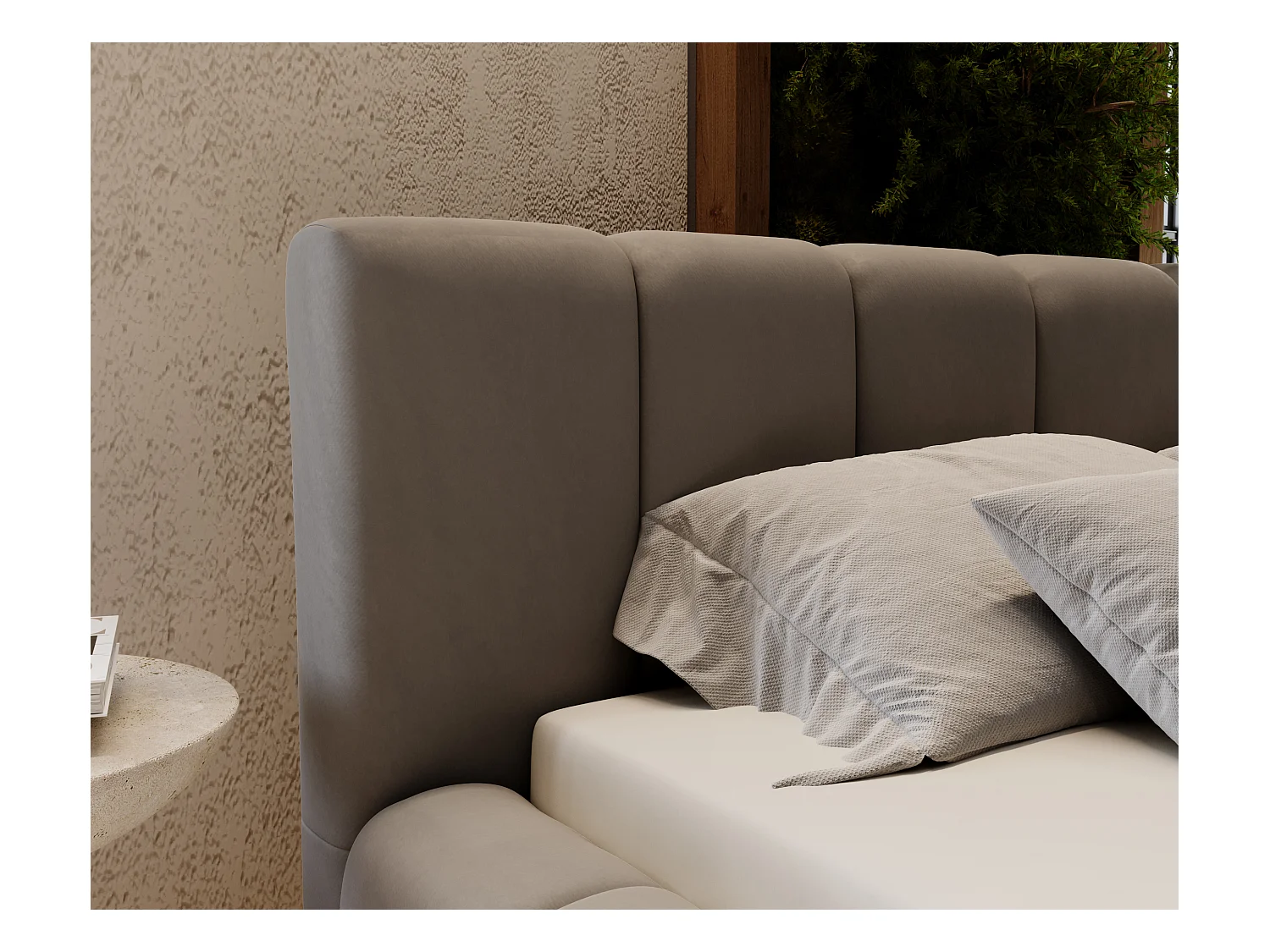 Lit rembourré avec rangement - 160 x 200 - lit double - velours - gris - Split