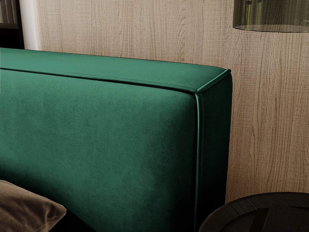 Lit rembourré avec rangement - 120 x 200 - lit double - velours - vert - Mali