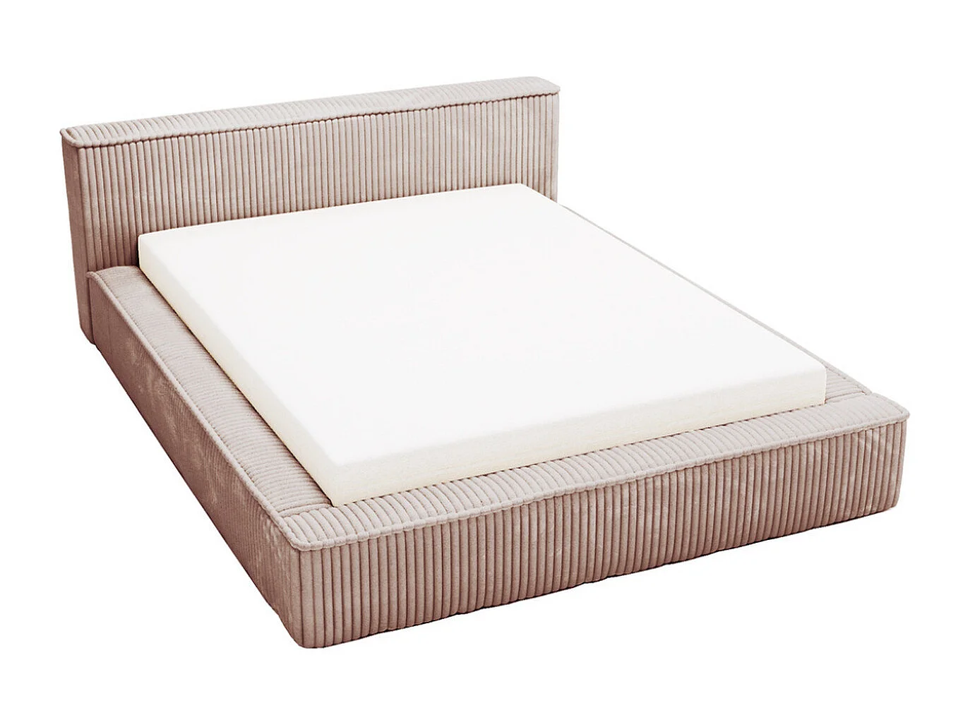 Gestoffeerd bed Lago 160x200 bruin - opbergruimte voor beddengoed, houten lattenbodem, doorgestikt hoofdbord en bedframe